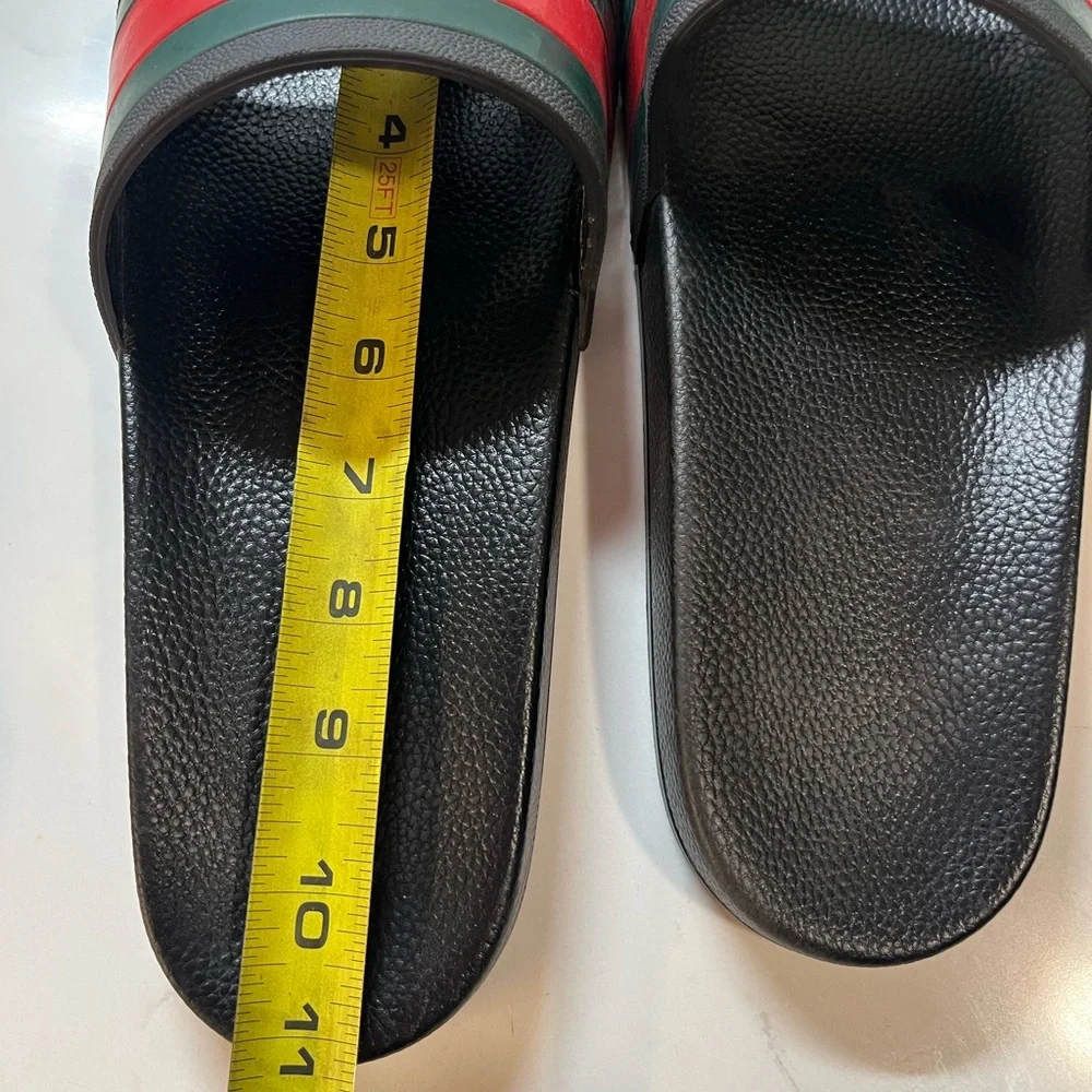 Stylish Black Slides with Red and Green Stripes - Picture 7 of 8